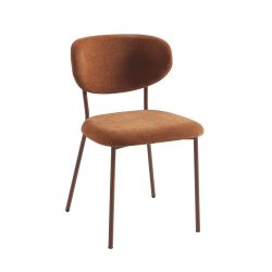 Lot de 2 chaises OREL tissu marron et pieds métal effet bois