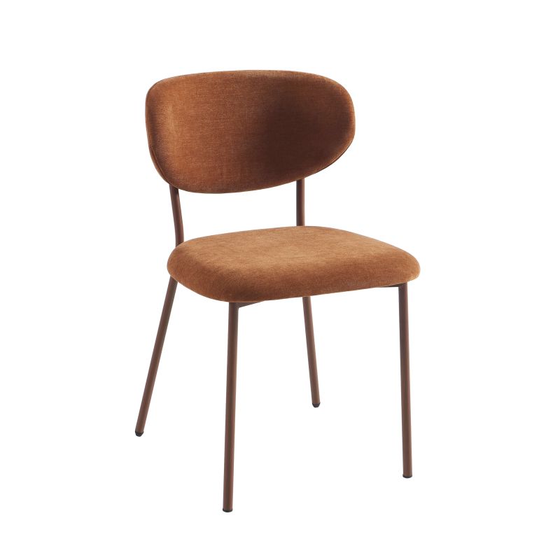 Lot de 2 chaises OREL tissu marron et pieds métal effet bois