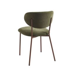 Lot de 2 chaises OREL tissu vert et pieds métal effet bois