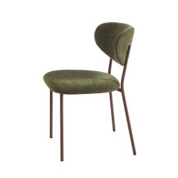 Lot de 2 chaises OREL tissu vert et pieds métal effet bois