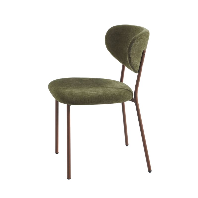 Lot de 2 chaises OREL tissu vert et pieds métal effet bois