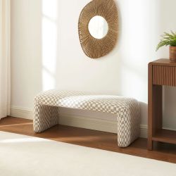 Banc SARAN tissu damier beige