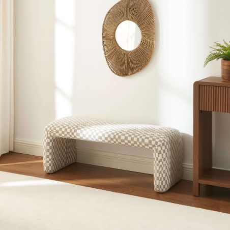 Banc SARAN tissu damier beige