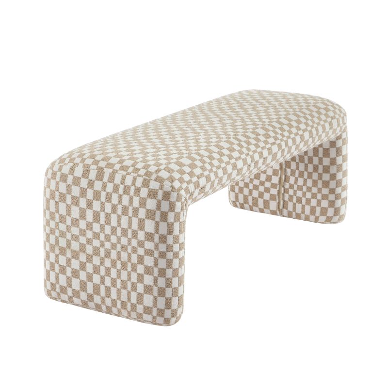 Banc SARAN tissu damier beige