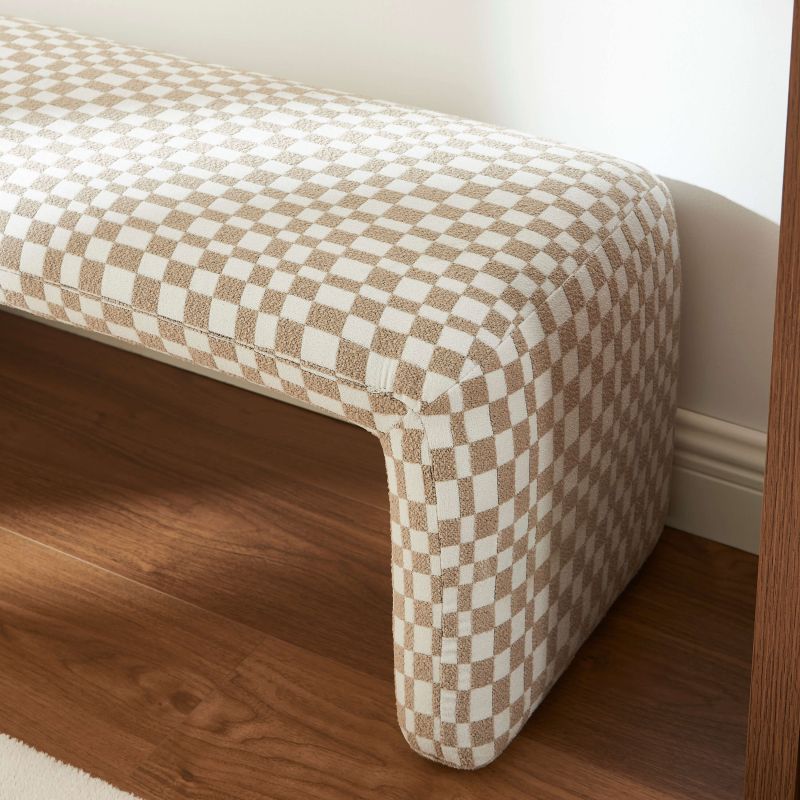 Banc SARAN tissu damier beige