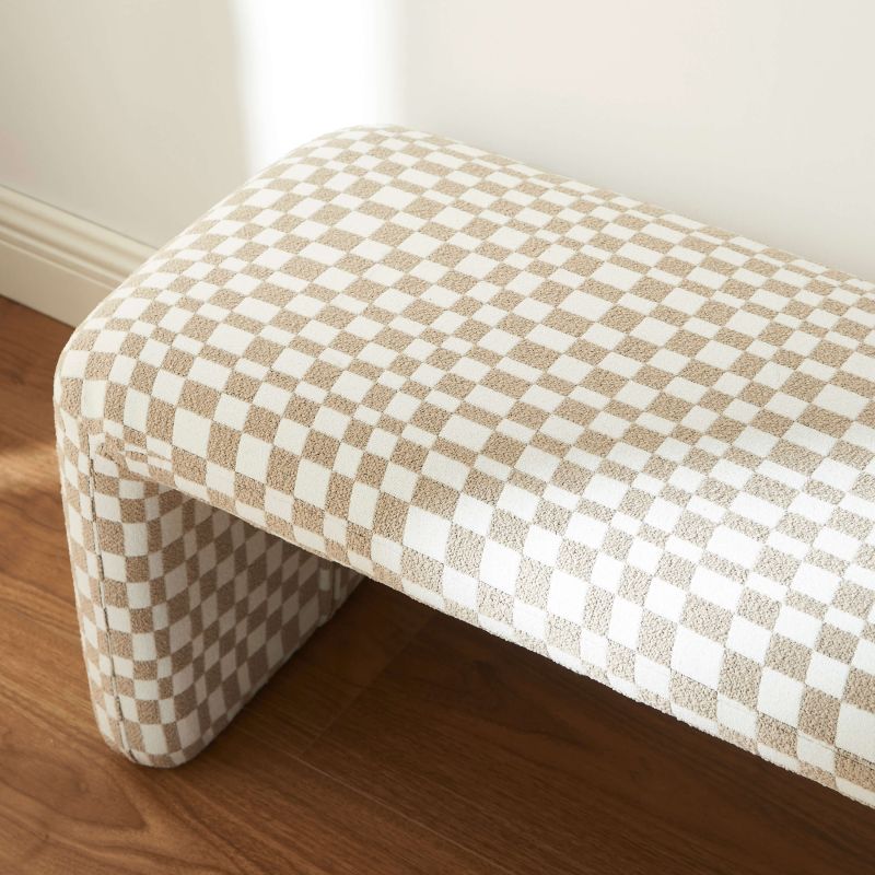 Banc SARAN tissu damier beige
