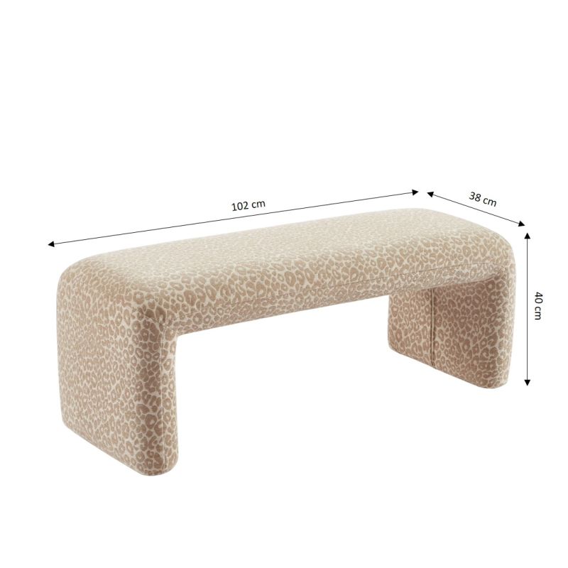 Banc SARAN tissu léopard beige