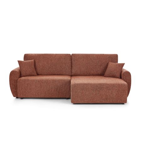 Canapé d'angle convertible et réversible DANA 4 places tissu chenille terracotta
