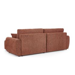 Canapé d'angle convertible et réversible DANA 4 places tissu chenille terracotta