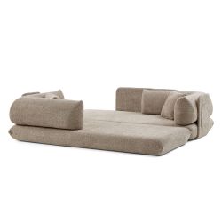 Canapé droit compressé et convertible CHIMA déplimousse 3 places tissu chenille taupe