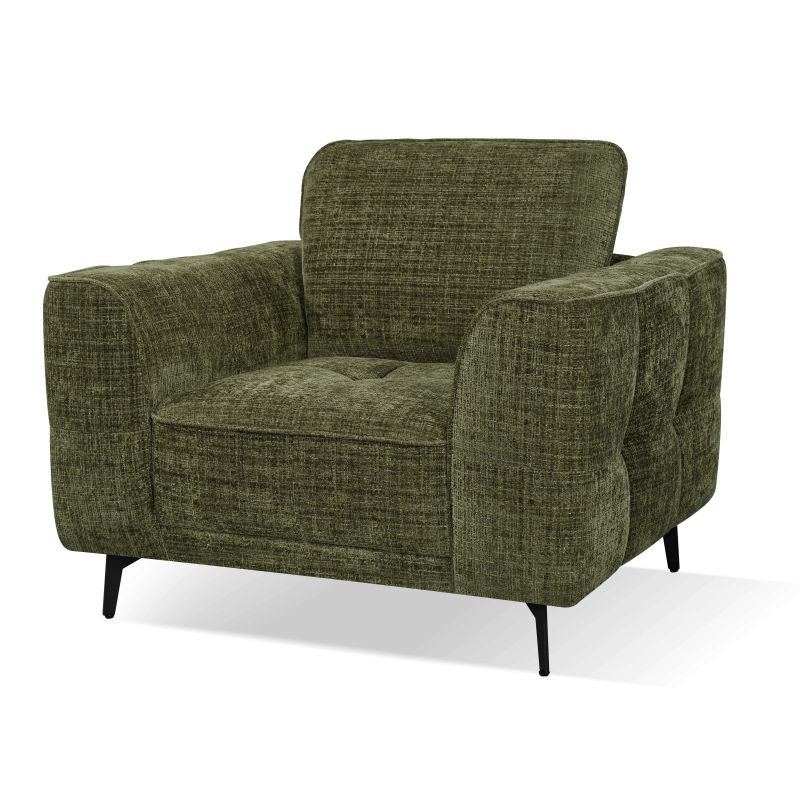 Fauteuil LOERA tissu vert 1 place
