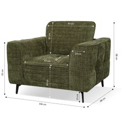 Fauteuil LOERA tissu vert 1 place