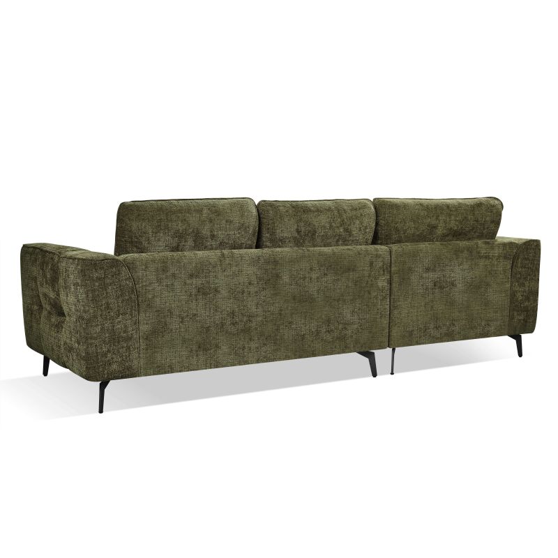 Canapé d'angle gauche LOERA fixe tissu vert 4 places