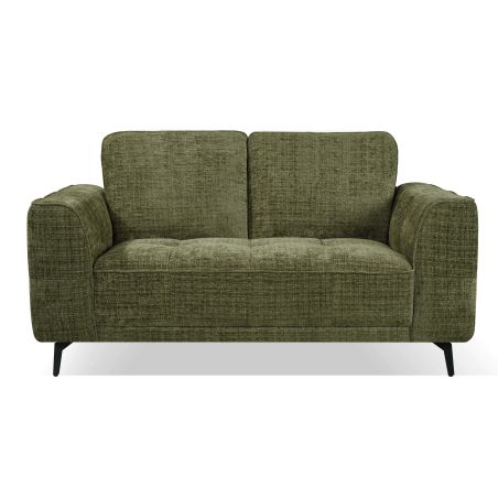 Canapé droit LOERA fixe tissu vert 2 places