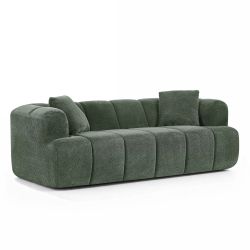Canapé droit compressé ORVA 3 places tissu chenille vert