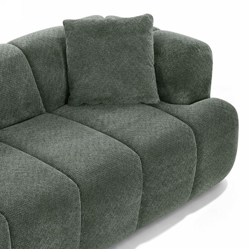Canapé droit compressé ORVA 3 places tissu chenille vert