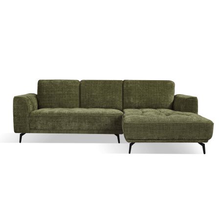 Canapé d'angle droit LOERA fixe tissu vert 4 places
