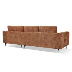 Canapé d'angle droit LOERA fixe tissu terracotta 4 places