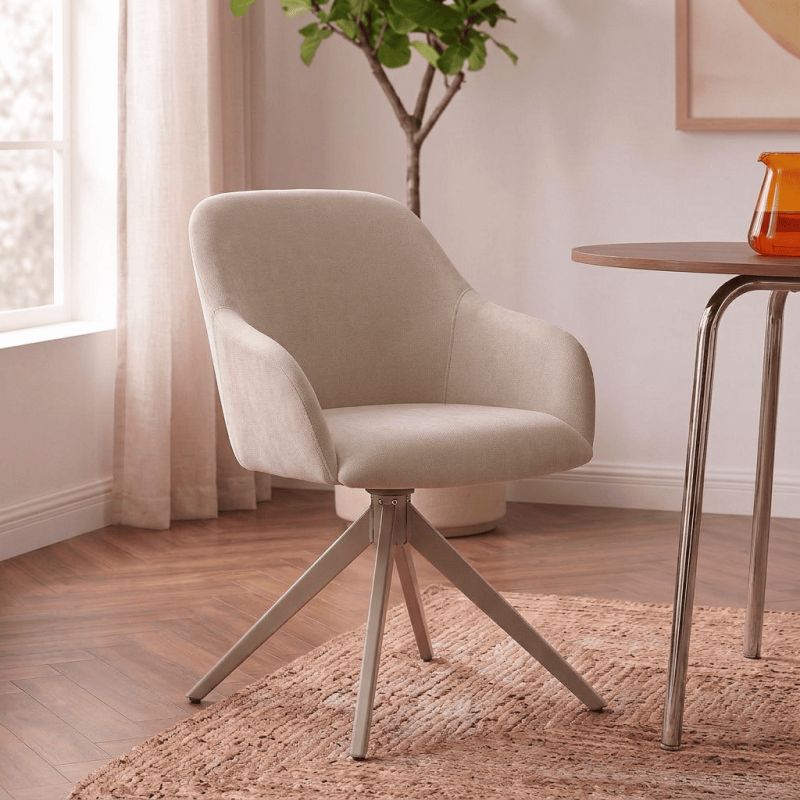 Lot de 2 chaises ELMA tissu beige et pieds métal beige