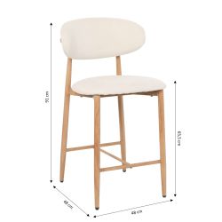 Lot de 2 tabourets CAYO tissu beige pied effet chêne