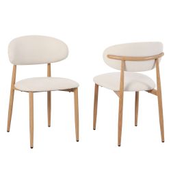 Lot de 2 chaises CAYO tissu beige pied effet chêne
