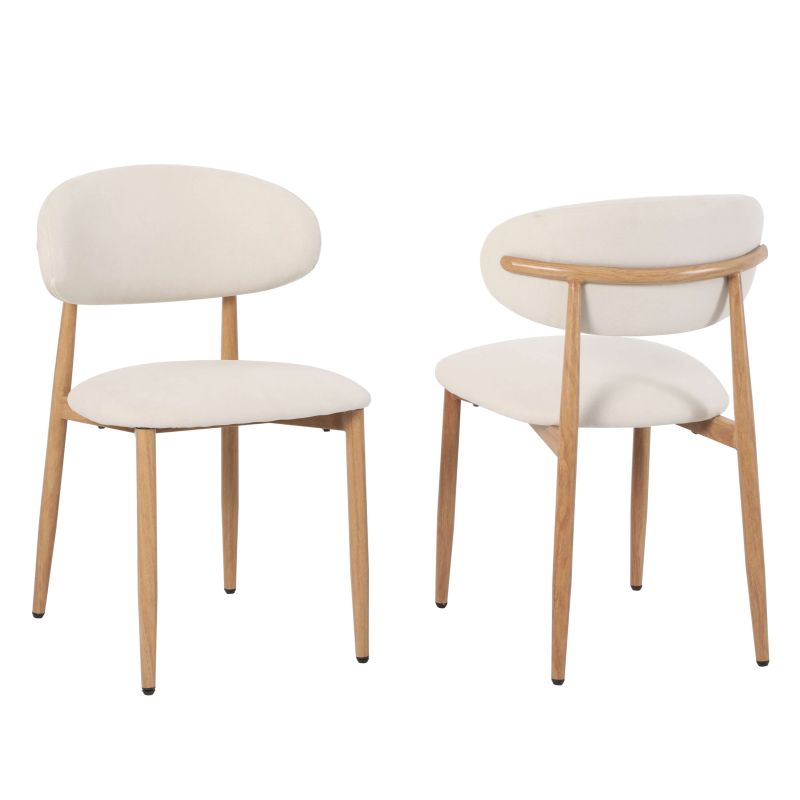Lot de 2 chaises CAYO tissu beige pied effet chêne