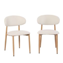 Lot de 2 chaises CAYO tissu beige pied effet chêne