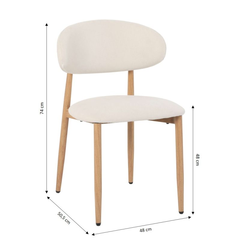 Lot de 2 chaises CAYO tissu beige pied effet chêne