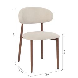 Lot de 2 chaises CAYO tissu beige pied effet noyer