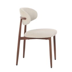 Lot de 2 chaises CAYO tissu beige pied effet noyer