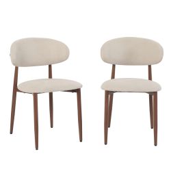Lot de 2 chaises CAYO tissu beige pied effet noyer