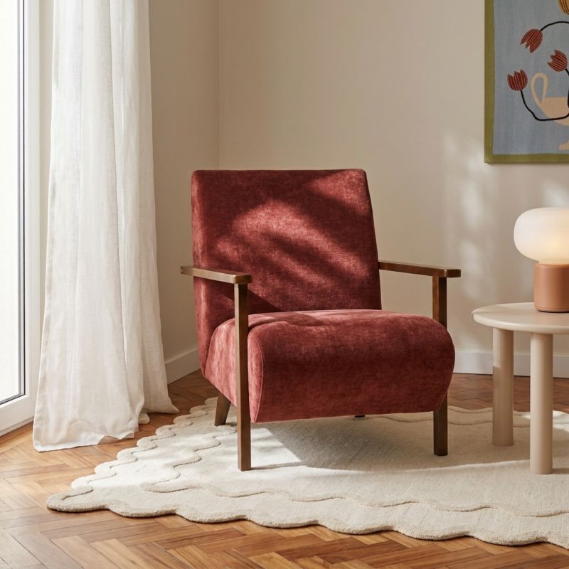 Fauteuil PROTEUS tissu rouge 1 place
