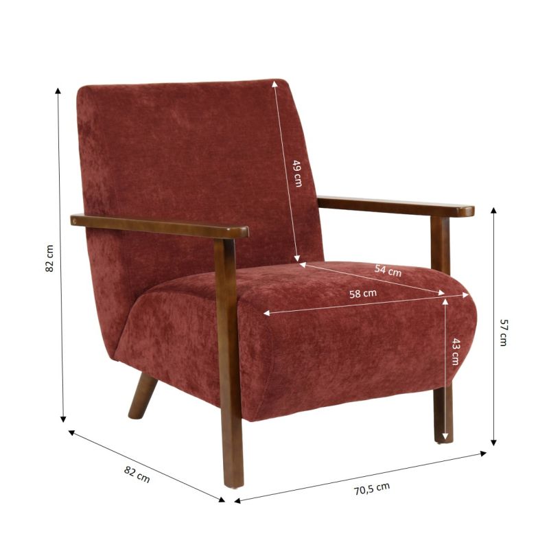 Fauteuil PROTEUS tissu rouge 1 place