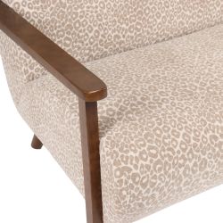 Canapé droit PROTEUS fixe tissu léopard beige 2 places