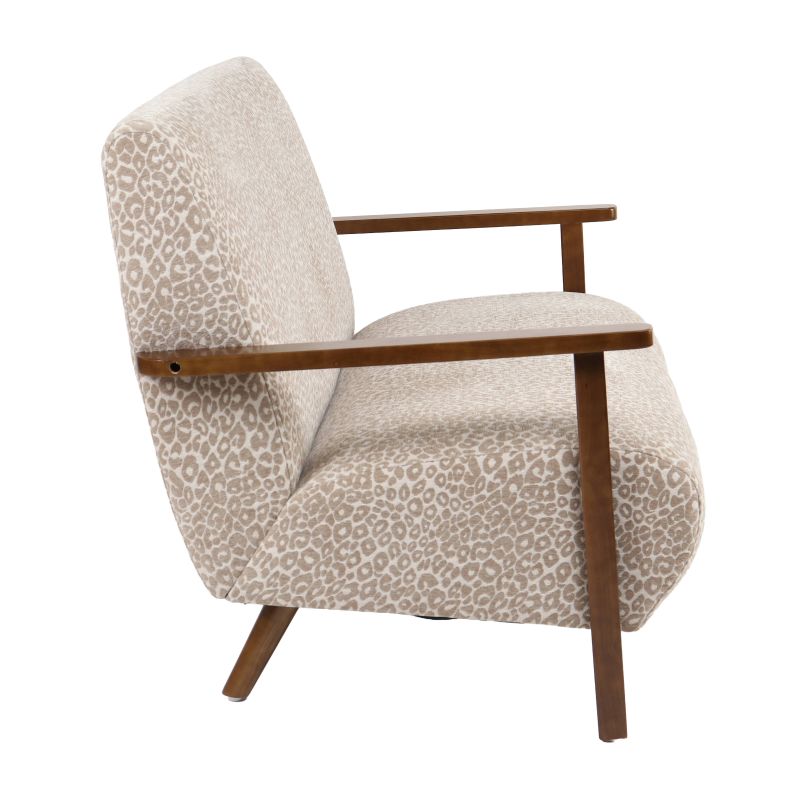 Canapé droit PROTEUS fixe tissu léopard beige 2 places