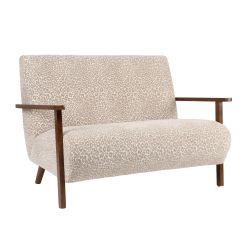 Canapé droit PROTEUS fixe tissu léopard beige 2 places