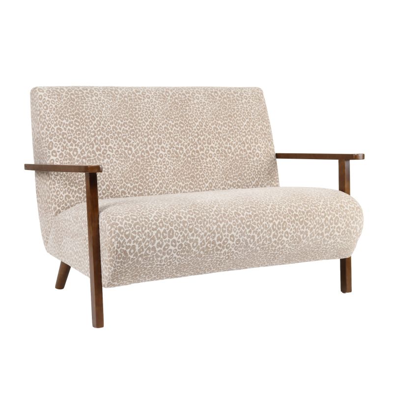 Canapé droit PROTEUS fixe tissu léopard beige 2 places