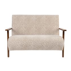Canapé droit PROTEUS fixe tissu léopard beige 2 places