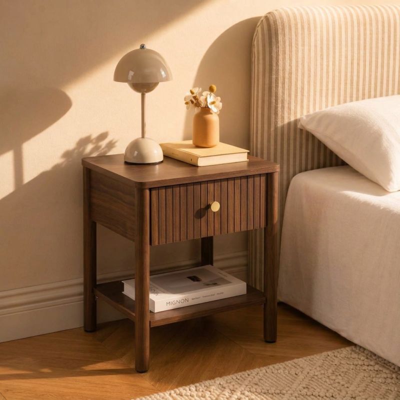Table de chevet CLEO placage chêne effet noyer 40cm