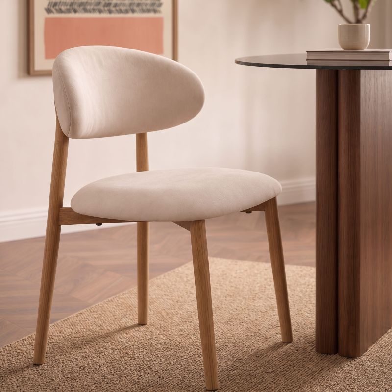 Lot de 2 chaises CAYO tissu beige pied effet chêne