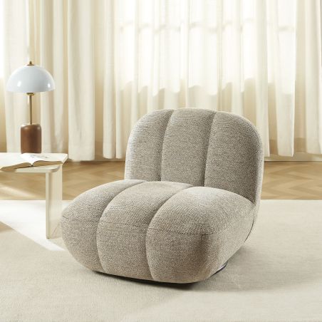 Fauteuil rotatif GEMI 1 place tissu chenille beige