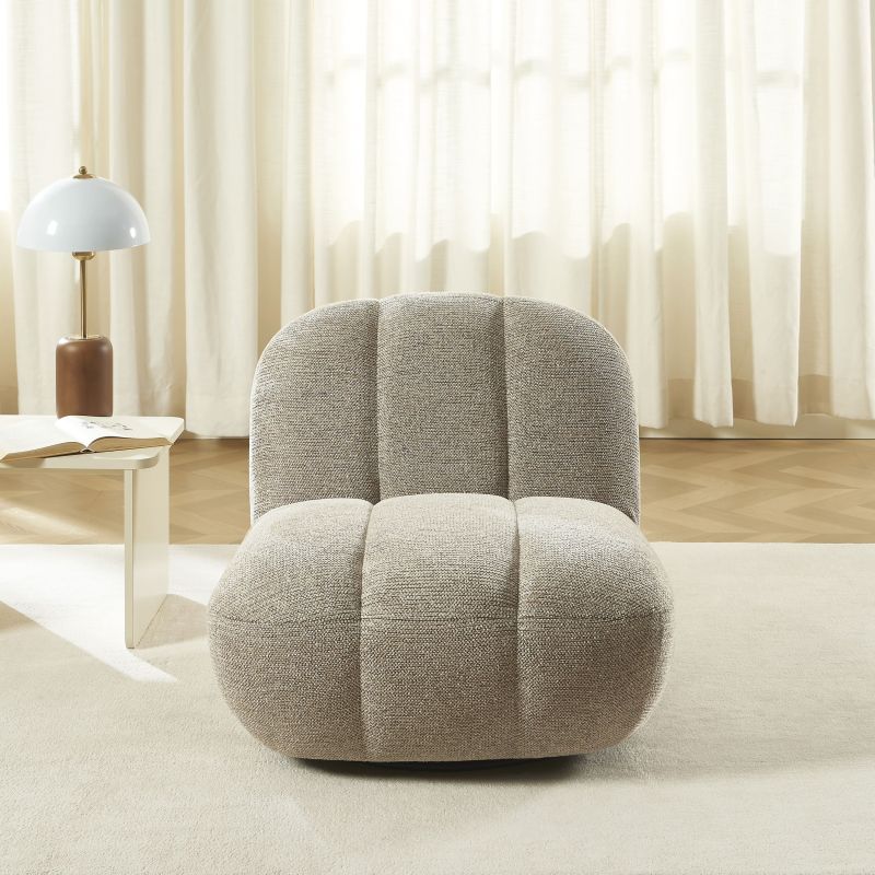 Fauteuil rotatif GEMI 1 place tissu chenille beige