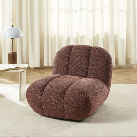 Fauteuil rotatif GEMI 1 place tissu chenille bordeaux