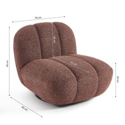 Fauteuil rotatif GEMI 1 place tissu chenille bordeaux