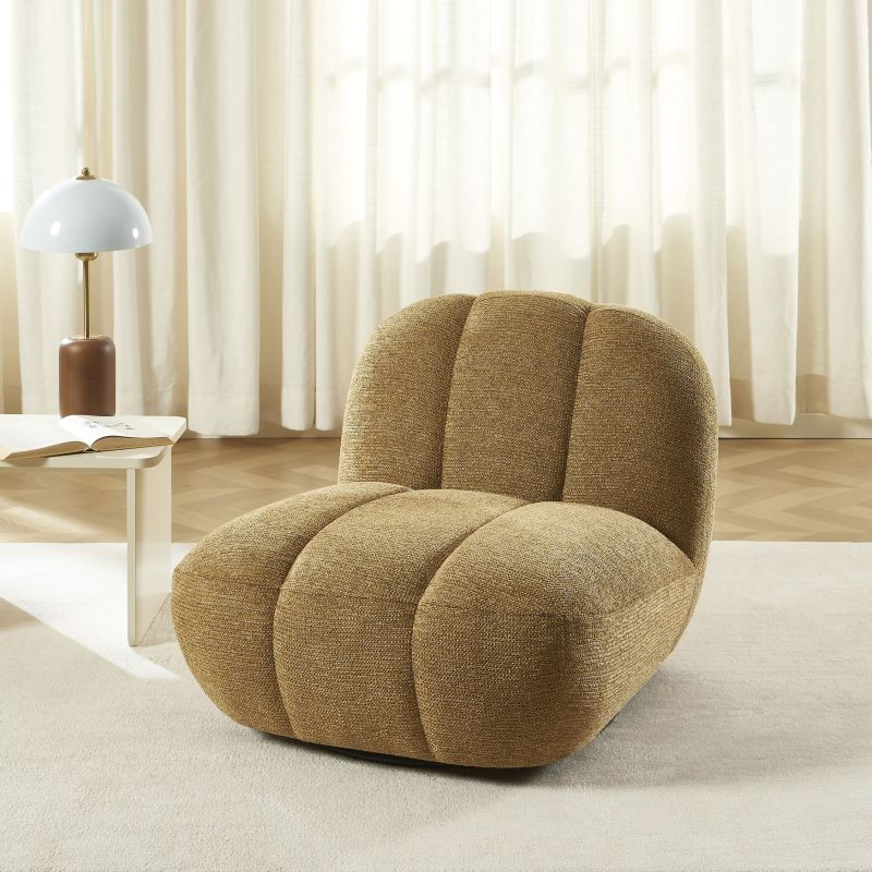 Fauteuil rotatif GEMI 1 place tissu chenille jaune