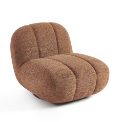 Fauteuil rotatif GEMI 1 place tissu chenille terracotta