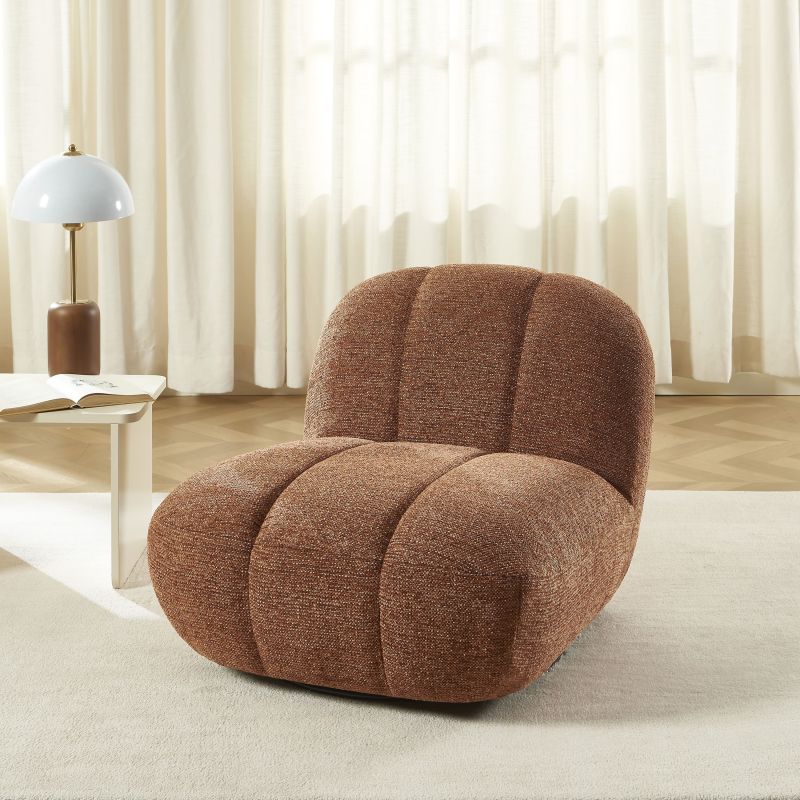 Fauteuil rotatif GEMI 1 place tissu chenille terracotta