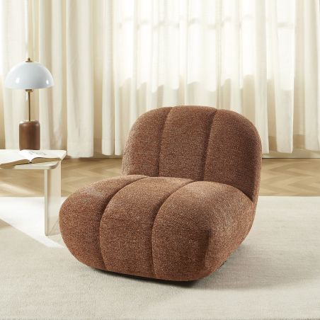 Fauteuil rotatif GEMI 1 place tissu chenille terracotta