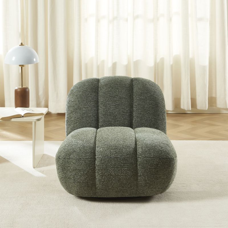 Fauteuil rotatif GEMI 1 place tissu chenille vert