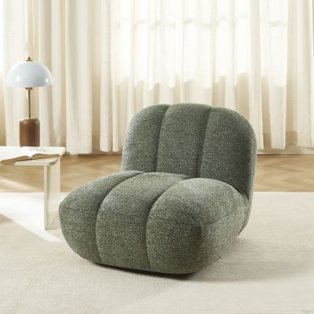Fauteuil rotatif GEMI 1 place tissu chenille vert